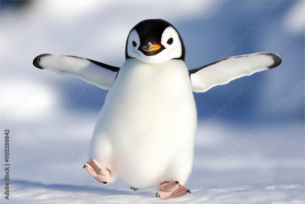 Fototapeta premium penguin on snow