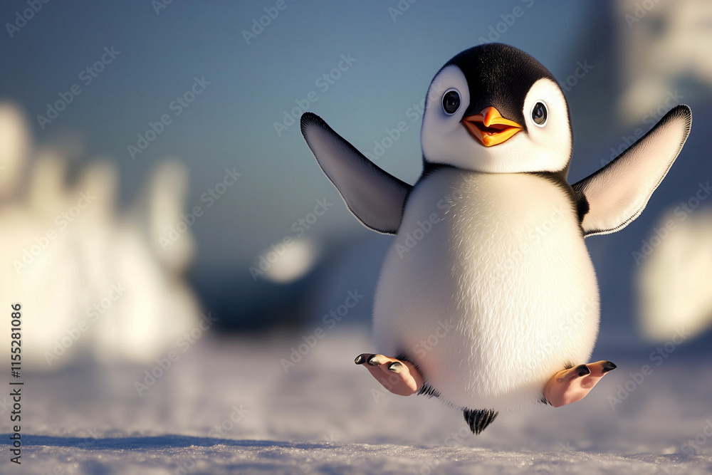 Fototapeta premium penguin on snow