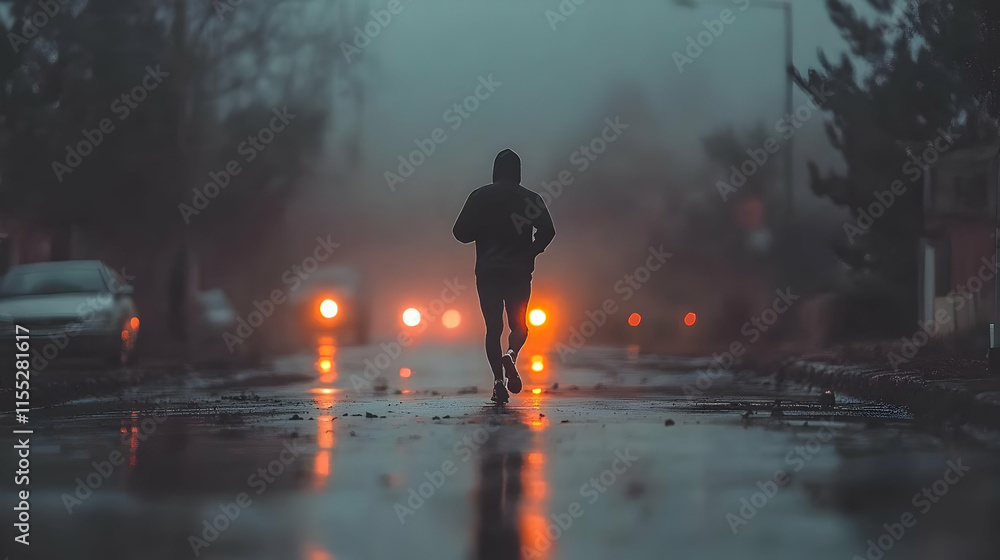 Fototapeta premium Foggy Night Run Illustration
