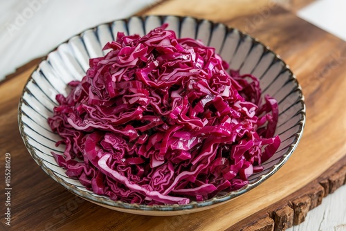 a red cabbage salad in a bowl