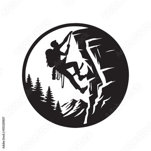 rock climbing silhouette vector logo design