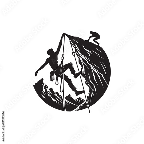 rock climbing silhouette vector logo design photo