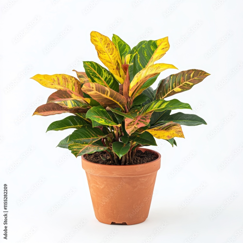 Obraz premium A potted croton plant isolated on white background