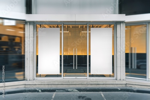 a modern storefront with a glass door.