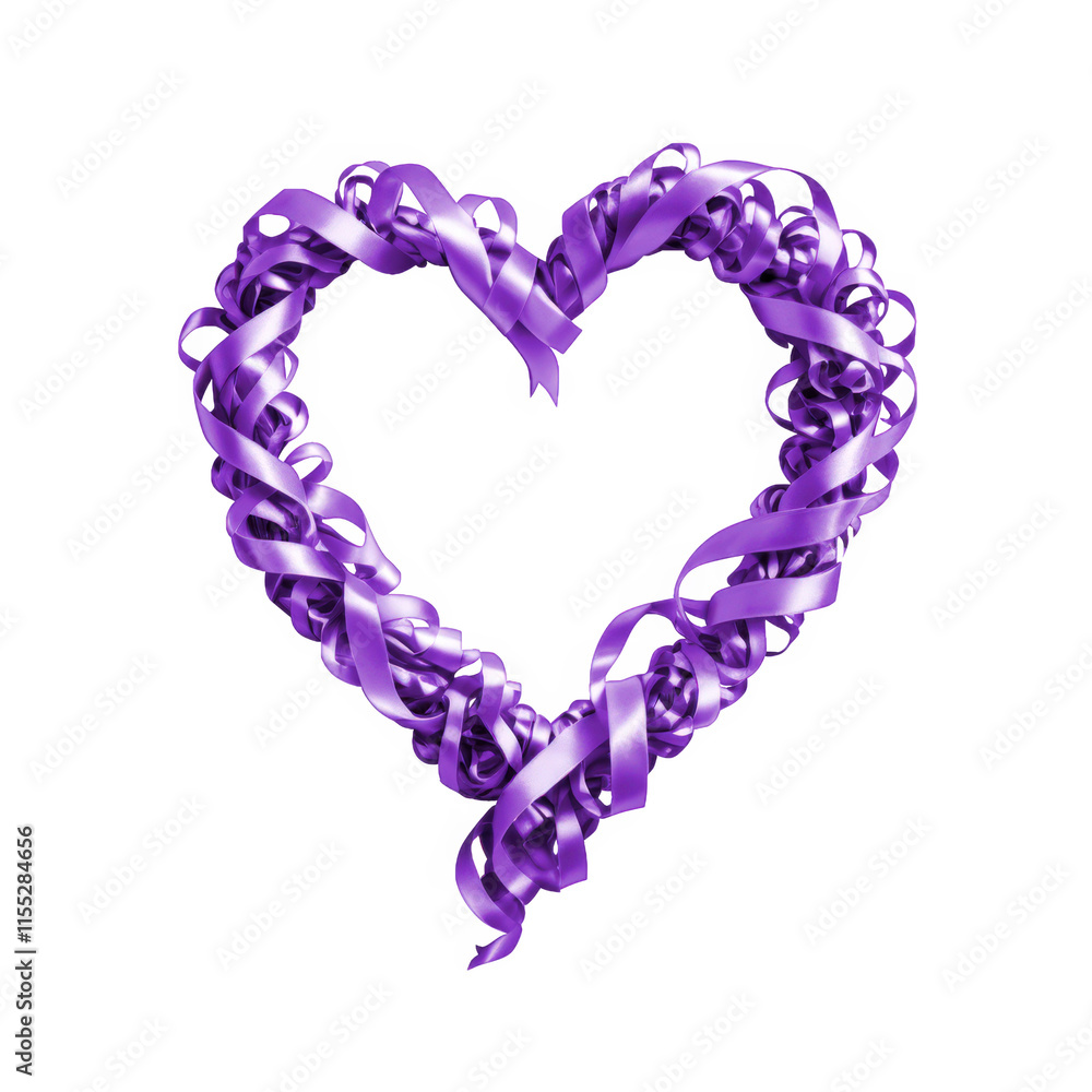 Beautiful satin purple ribbon heart to romantic celebration Beautiful satin purple ribbon heart to romantic celebration
