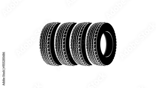 4 tire for sale , black isolated silhouette