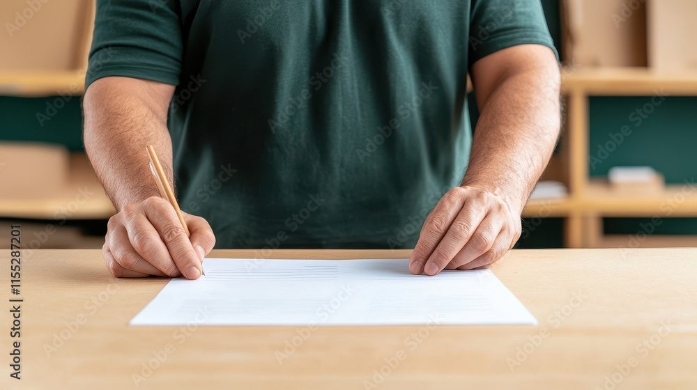 Self Assessment Concept, Professional Supervisor Reviewing Anonymized Self-Assessment Document in Office Setting Self Assessment Concept, Professional Supervisor Reviewing Anonymized Self-Assessment Document in Office Setting