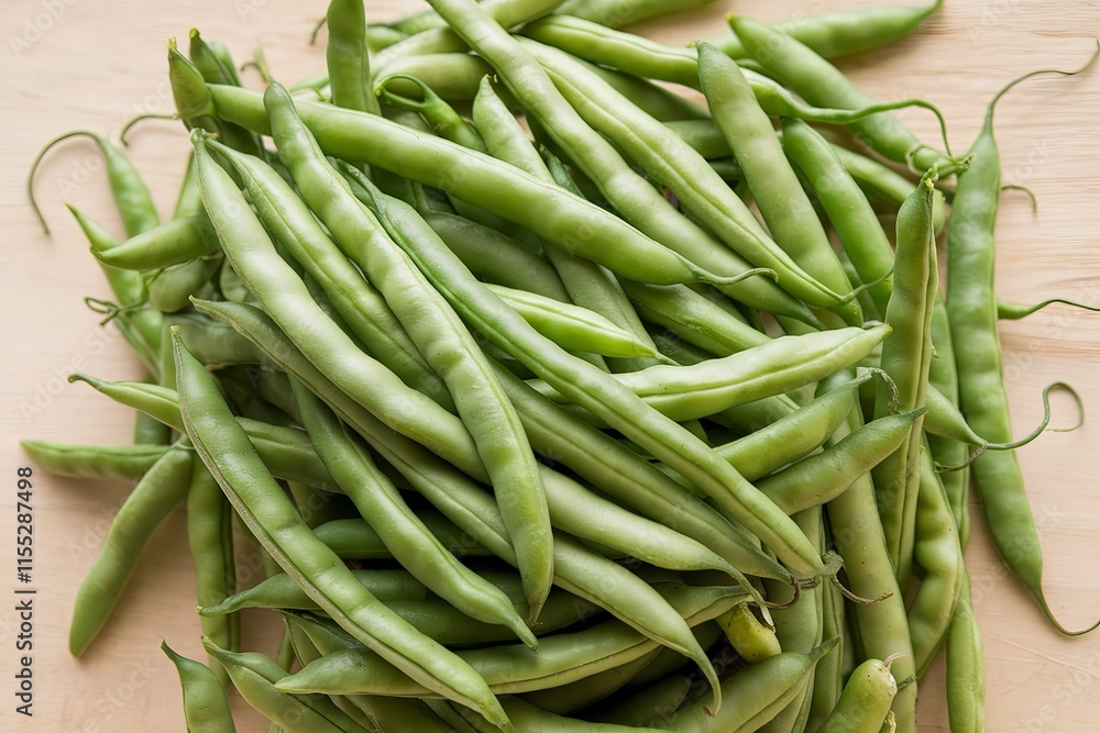 A close-up shot of fresh green beans A close-up shot of fresh green beans