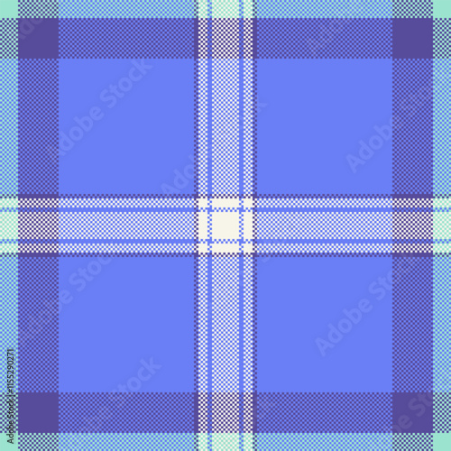 Tweed fabric seamless plaid, table cloth textile vector check. Marriage pattern tartan texture background in blue and indigo colors.