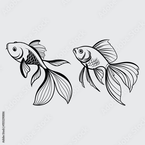 Aquarium fish image silhouette vector art and illustration
