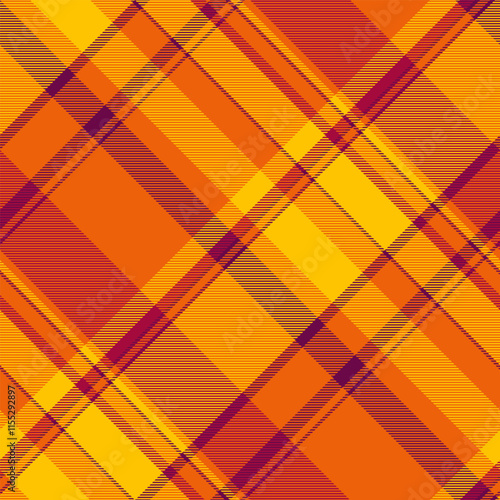 Foot seamless texture background, cut out fabric pattern plaid. Idyllic vector tartan textile check in bright and golden poppy colors.