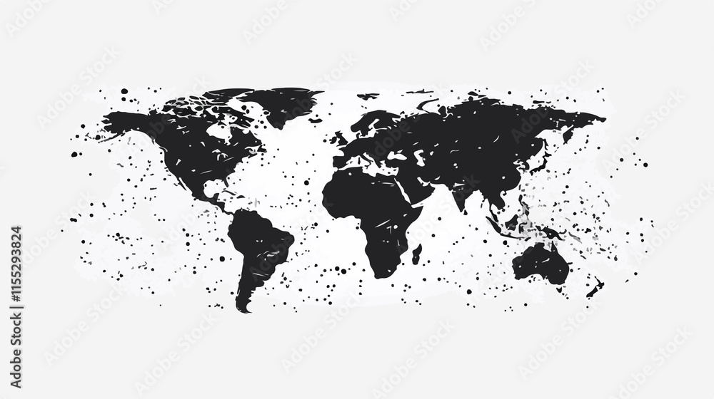 Fototapeta premium World Map Silhouette Continents Planet Earth