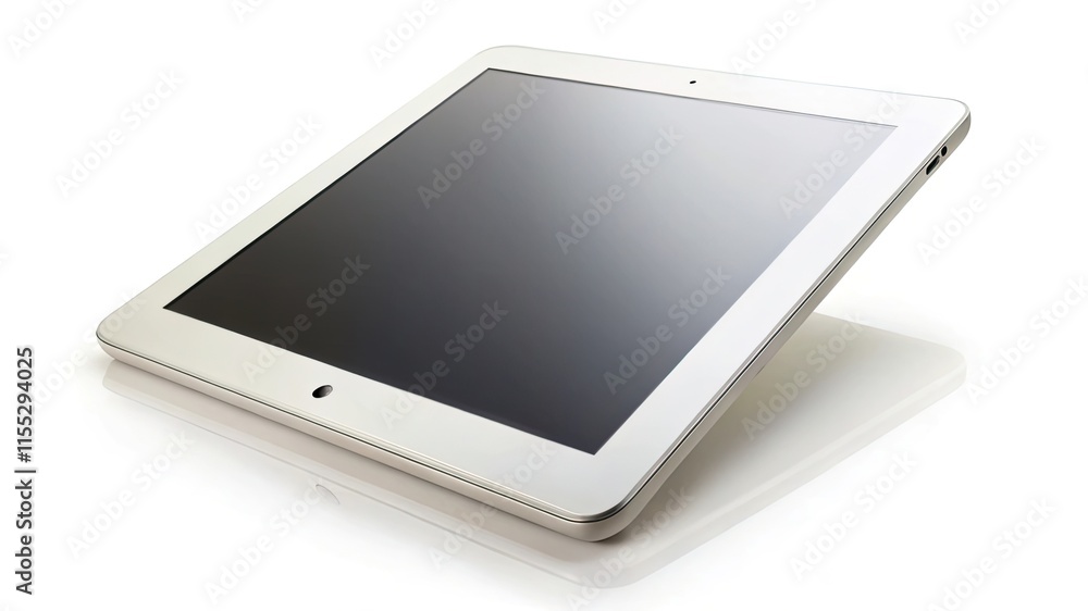 Digital tablet PC isolated on a white background showcasing modern technology and portable design Digital tablet PC isolated on a white background showcasing modern technology and portable design