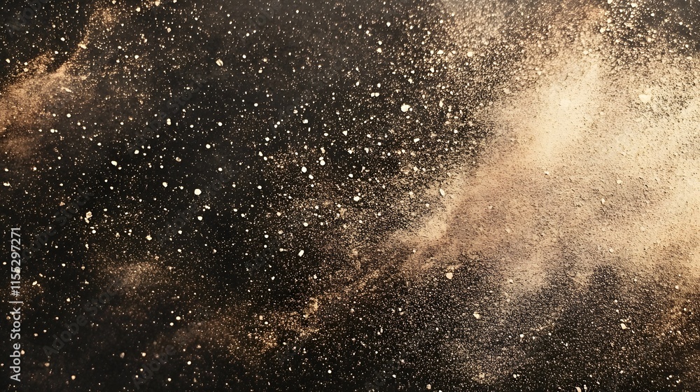 Golden Dust Exploding Against Dark Background