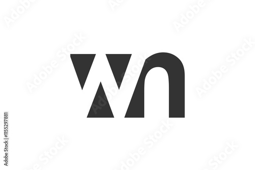 WN creative geometric initial based modern and minimal logo. Letter w n trendy fonts.