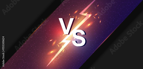 Vector versus background black with thunder glow template