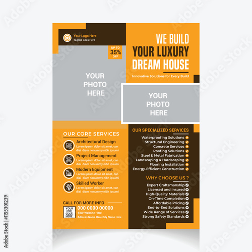 construction flyer template design layout