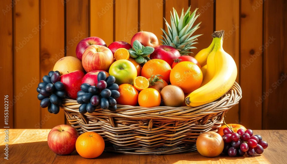 a collection of fruits in a basket a collection of fruits in a basket