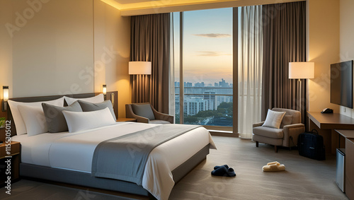 3d rendering beautiful comtemporary luxury bedroom, Generative AI
