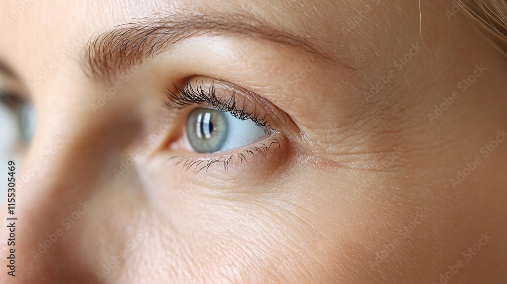 Obraz premium woman face wrinkles before and after treatment. close-up of eyes.