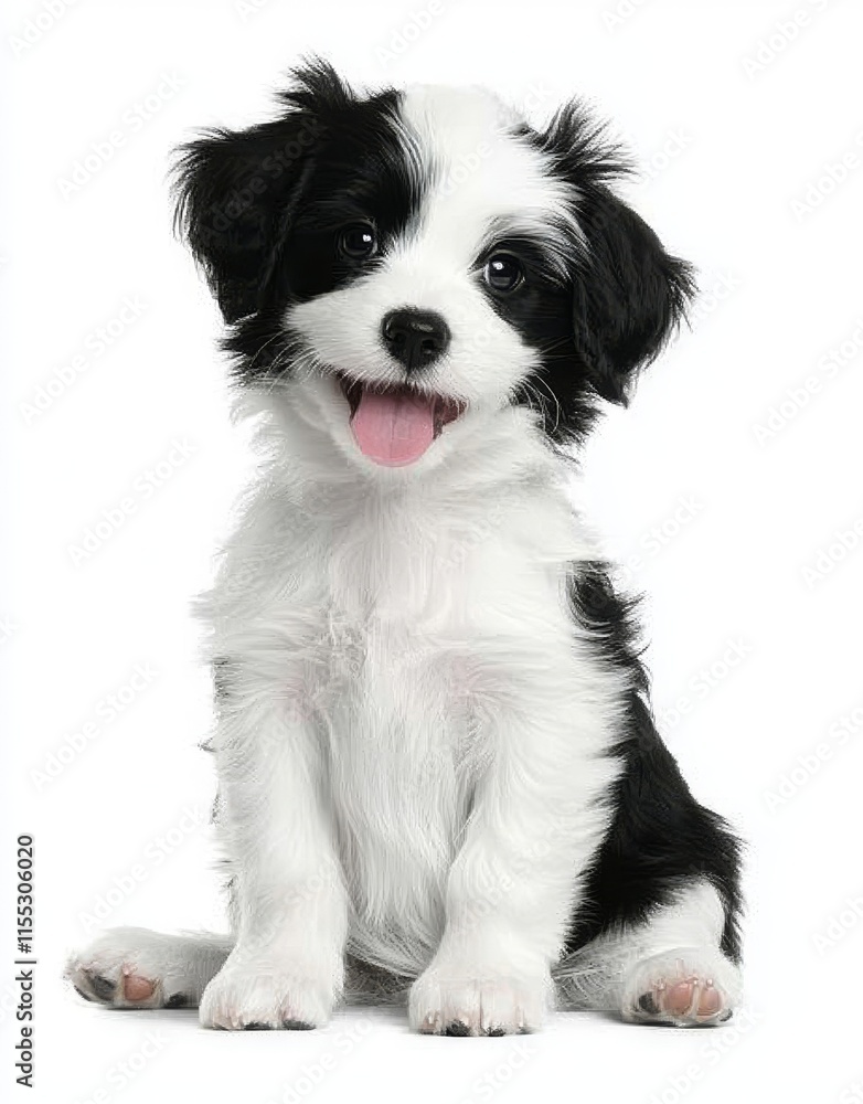 A red havanese puppy dog, joyful and sitting front-on A red havanese puppy dog, joyful and sitting front-on