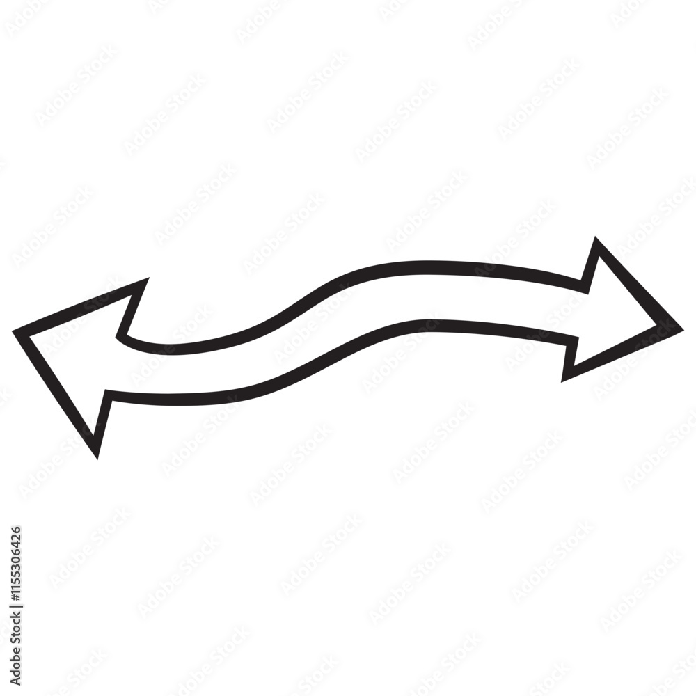 Curved Double Ended Arrow Handdrawn Doodle