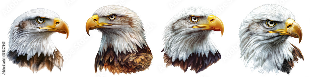 Obraz premium set of A an eagle's head, on a Transparent Background