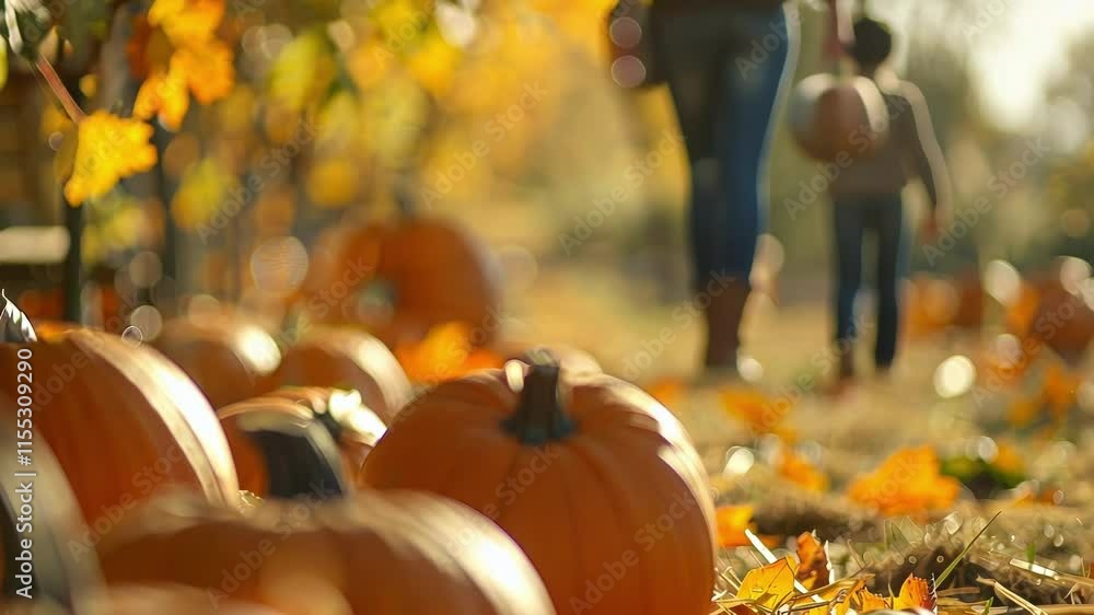 A defocused snapshot of autumn fun at the pumpkin patch.