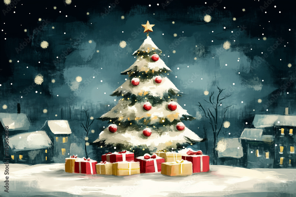 Obraz premium christmas tree with snow