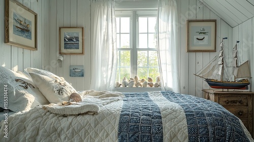 traditional american seaside cottage bedroom
