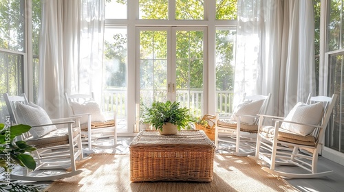 traditional american southern-style sunroom