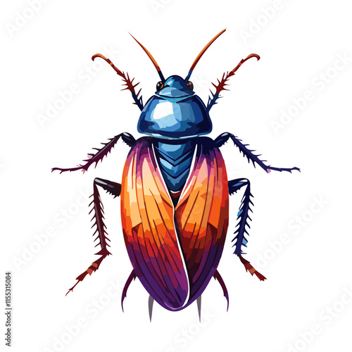 Cockroach watercolor painting. vector illustration. wildlife isolated cartoon