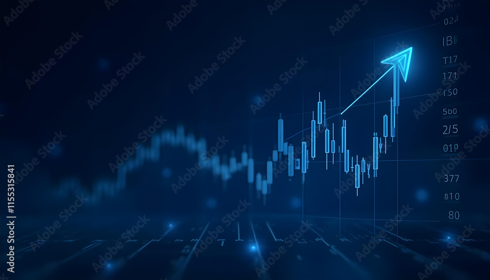 Naklejka premium blue growth business graph finance digital background
