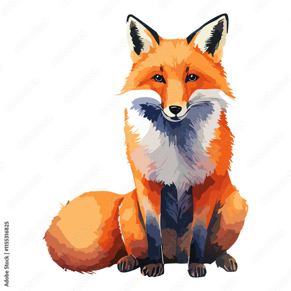 Fototapeta premium Fox watercolor painting. vector illustration. wildlife isolated cartoon