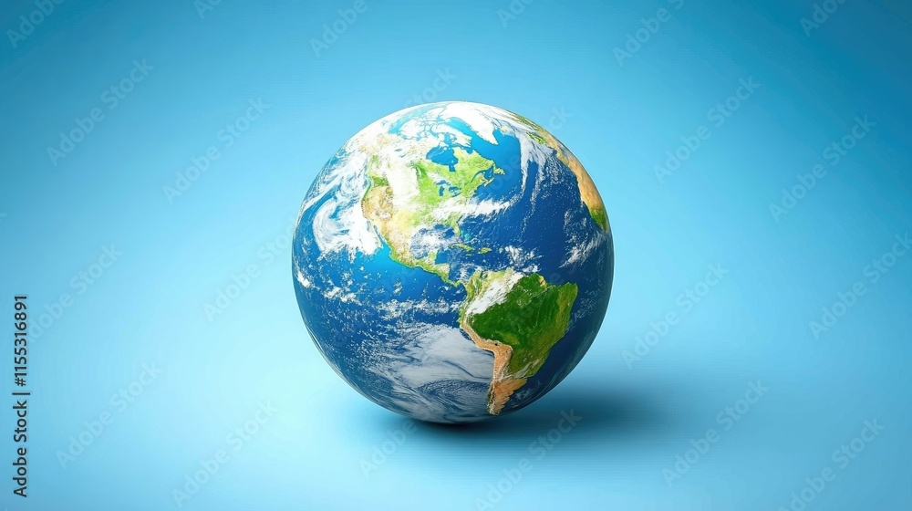 Vibrant Earth Globe with Blue Background Showcasing North and South America in a Bright and Colorful Representation of Our Planet Vibrant Earth Globe with Blue Background Showcasing North and South America in a Bright and Colorful Representation of Our Planet