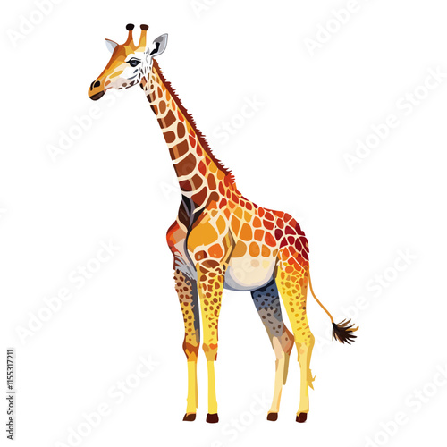 Giraffe watercolor painting. vector illustration. wildlife isolated cartoon