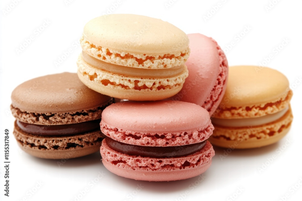 Colorful Macarons on White Background Colorful Macarons on White Background