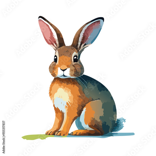 Hare watercolor painting. vector illustration. wildlife isolated cartoon