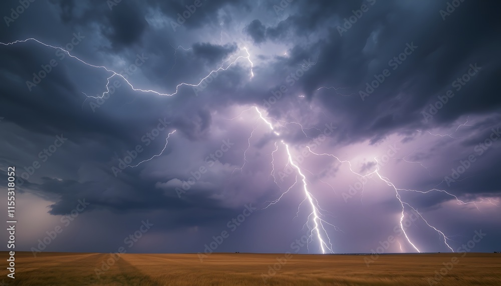 Dramatic Lightning Storm Over a Golden Wheat Field Dramatic Lightning Storm Over a Golden Wheat Field