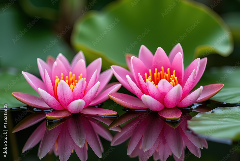 Tranquil scene of a lotus flower on water with reflection Tranquil scene of a lotus flower on water with reflection