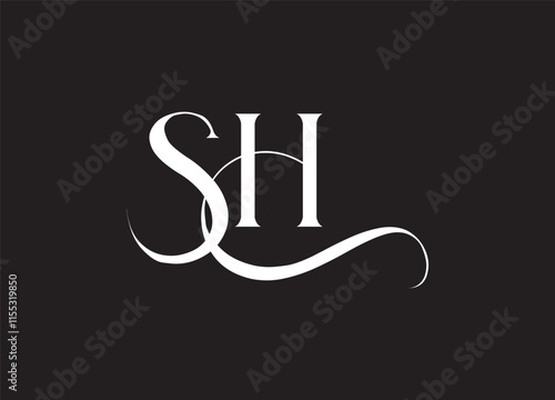 SH latter ligature typography logo design template
