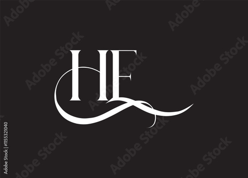 HE latter ligature typography logo design template
