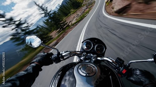 Exhilarating First-Person Motorcycle Ride Through Mountain Roads
