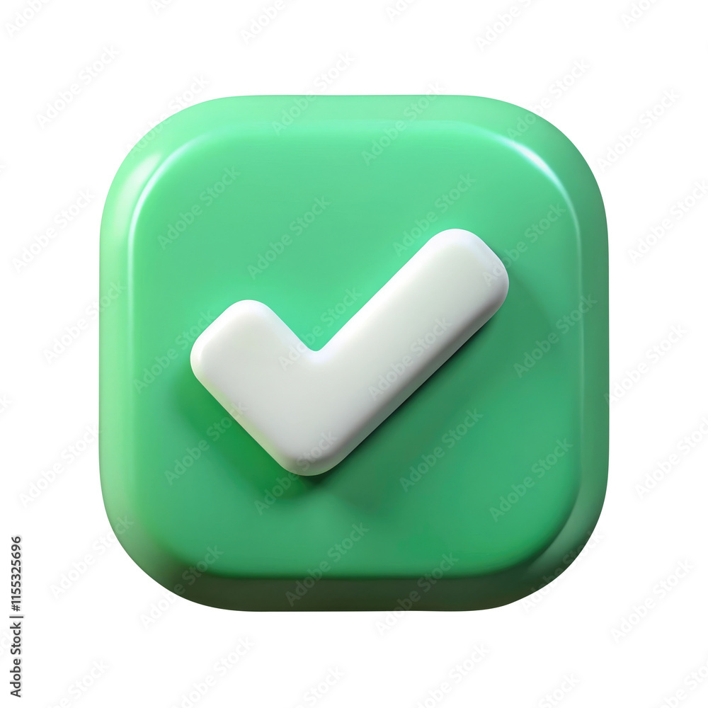 check mark button 3d icon in cartoon plastic style minimal isolated on transparent white background, clipping path check mark button 3d icon in cartoon plastic style minimal isolated on transparent white background, clipping path