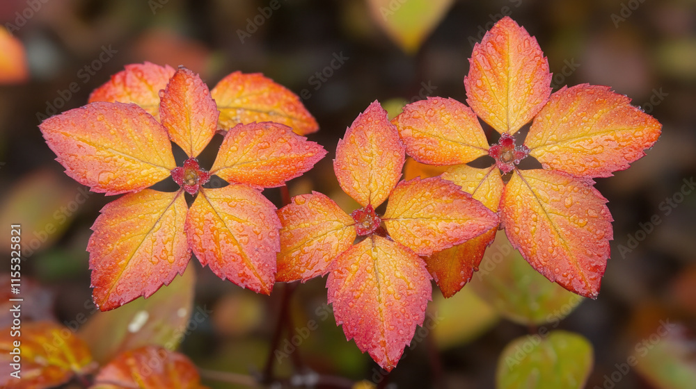 autumn leaves with droplets: a vibrant display of fall colors autumn leaves with droplets: a vibrant display of fall colors