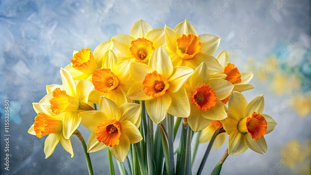 High-resolution watercolor daffodils, isolated on white, perfect for spring floral designs and botanical illustrations. High-resolution watercolor daffodils, isolated on white, perfect for spring floral designs and botanical illustrations.