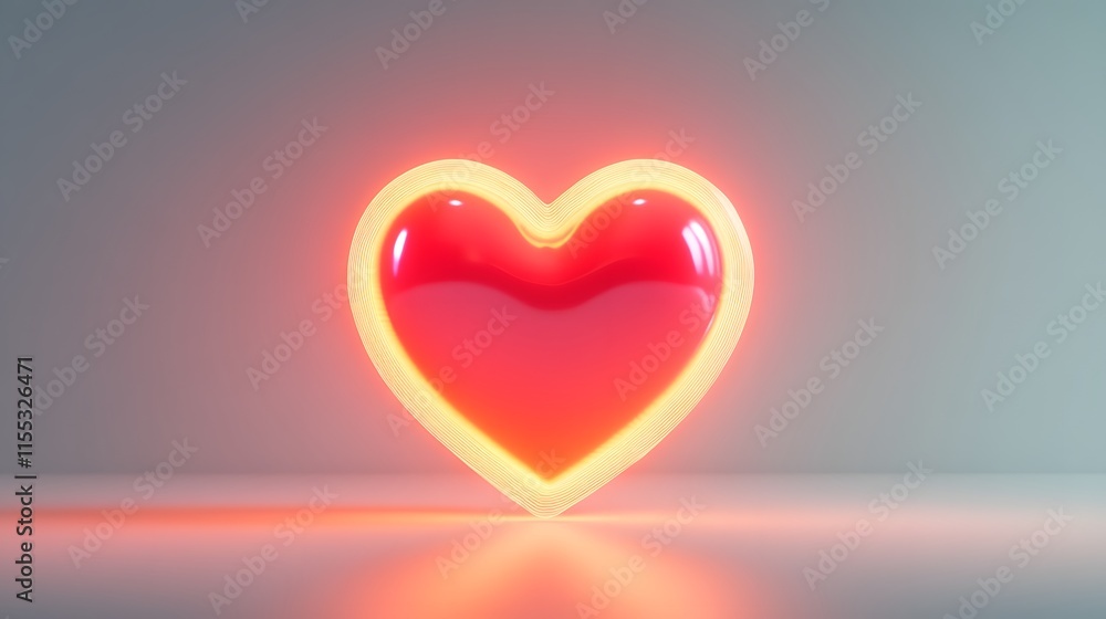 Glowing Neon Heart Abstract Art Design Glowing Neon Heart Abstract Art Design