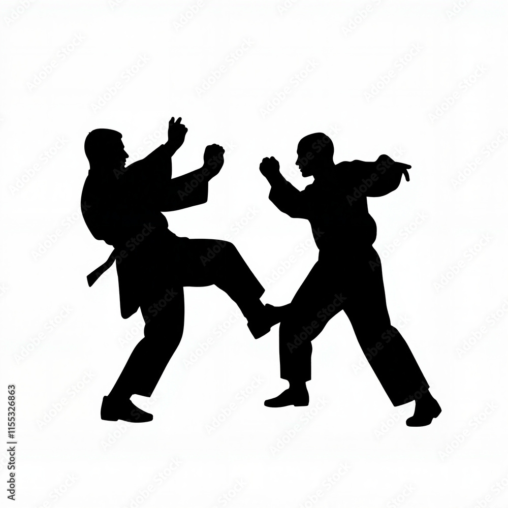 Fototapeta premium Silhouette of martial artists in combat