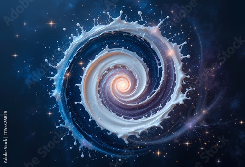 Whirlpool of milk forming a galaxy. Space, cosmic, milky way.