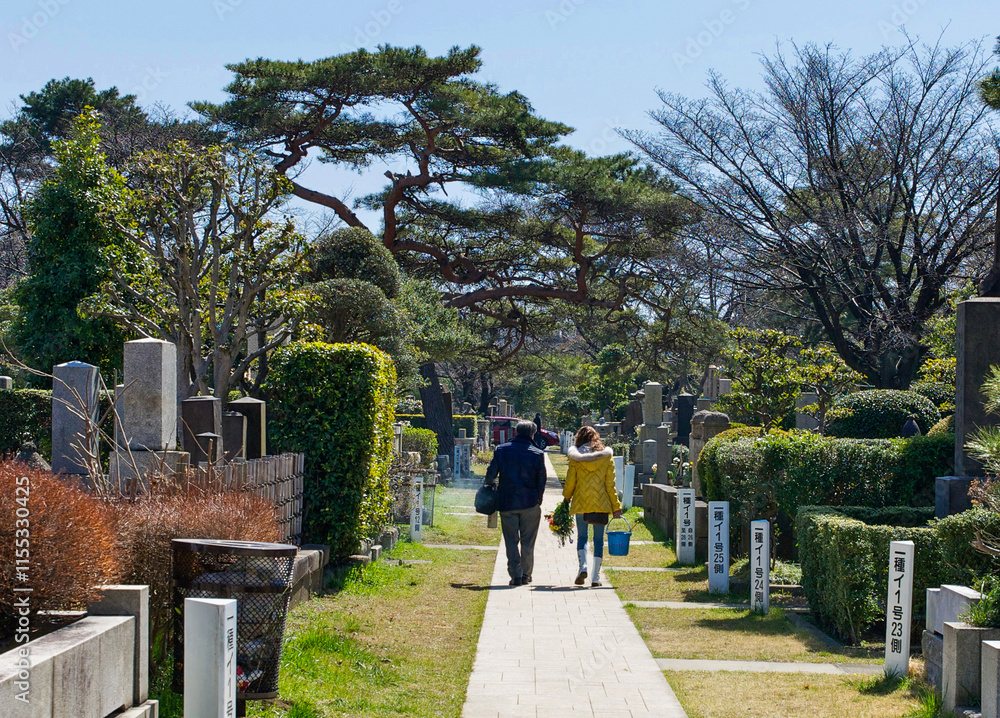 Fototapeta premium Visiting graves during the equinoctial week